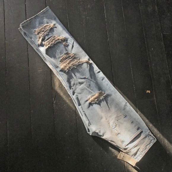 Zara NWT Y2K Back Ripped TRF Grunge Relaxed-Cut Boyfriend Mid-Rise Jeans Size 10 - Picture 12 of 14
